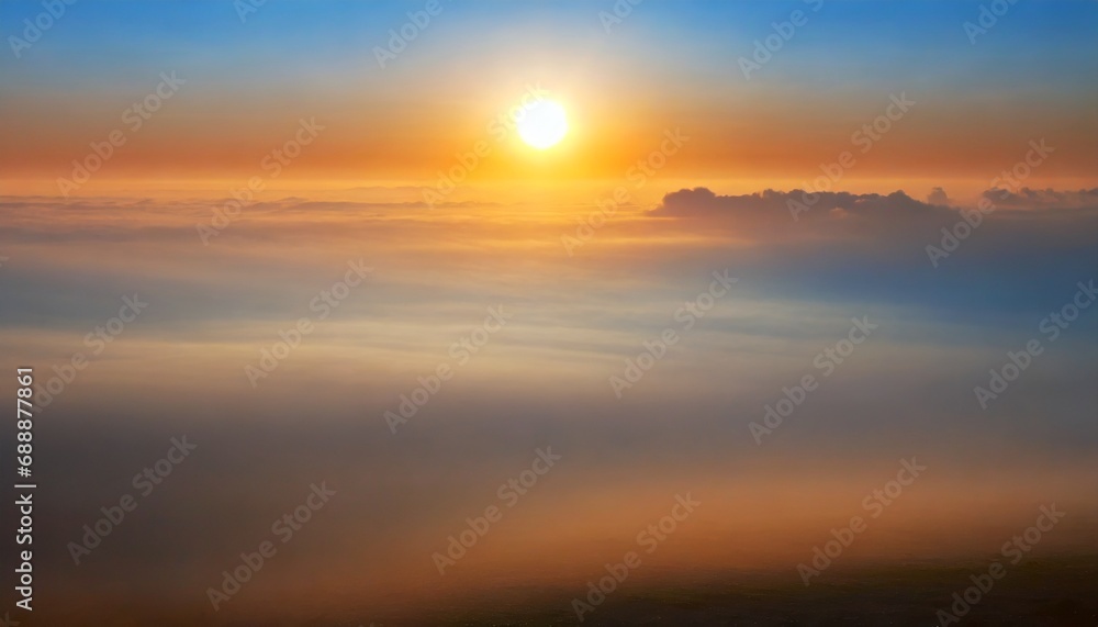 Sunrise seen over the sea of ​​clouds. mountain peak