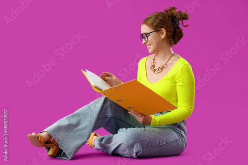 Young woman with document f...