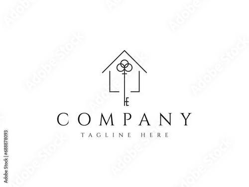 luxury key house logo design. real estate logo