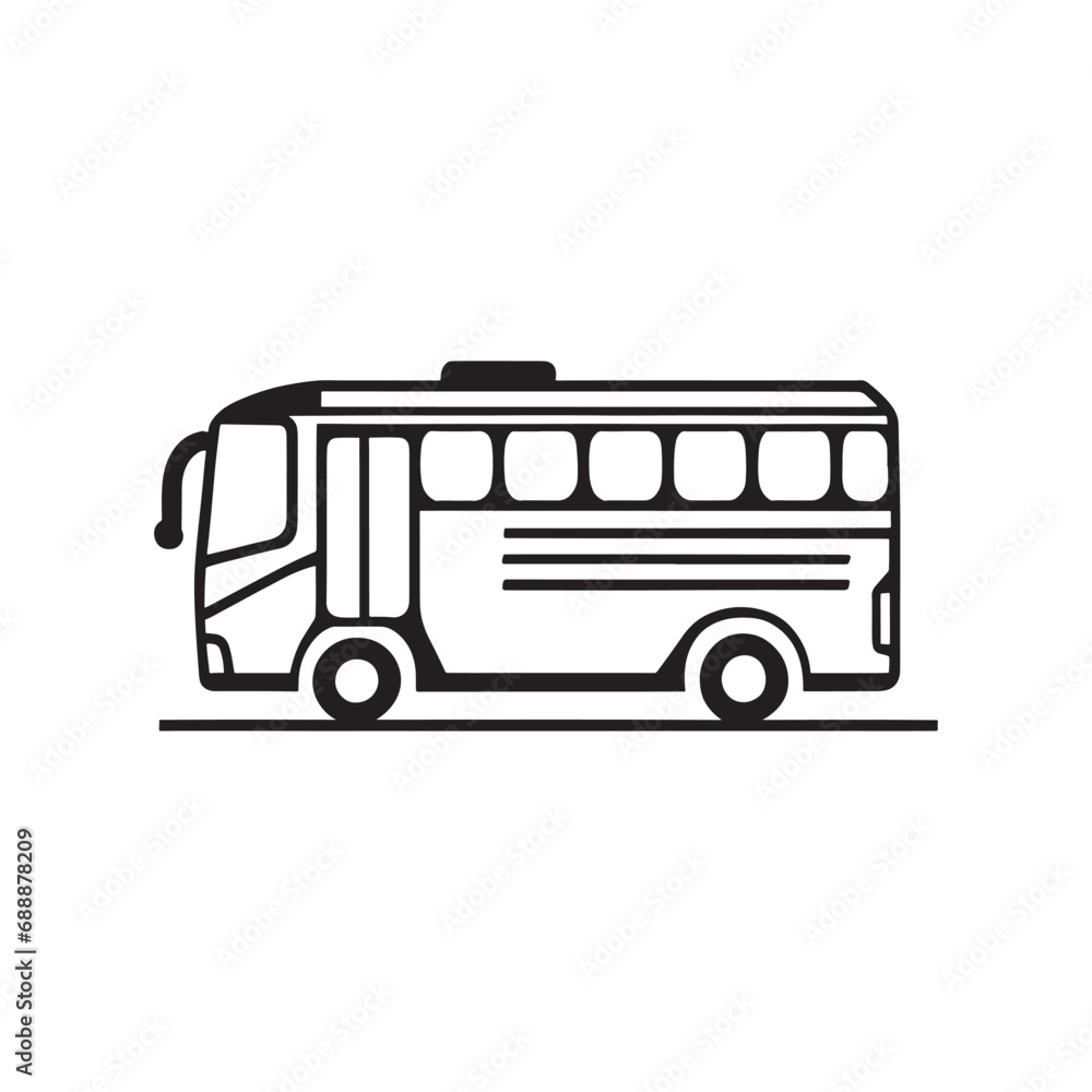 line illustration of bus, school bus