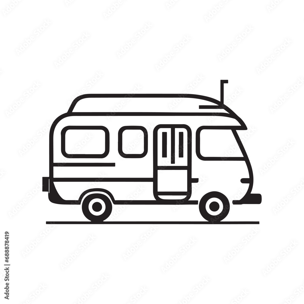 line illustration of camper van