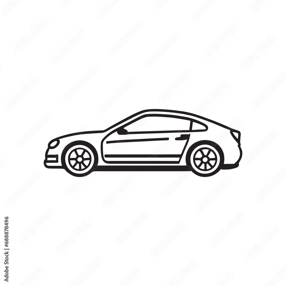 line illustration of hatchback car, coupe car