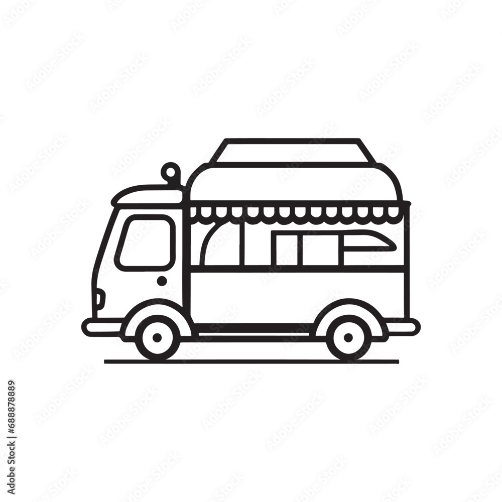line illustration of food truck