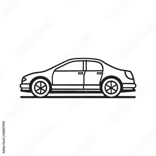 line illustration of sedan sport car