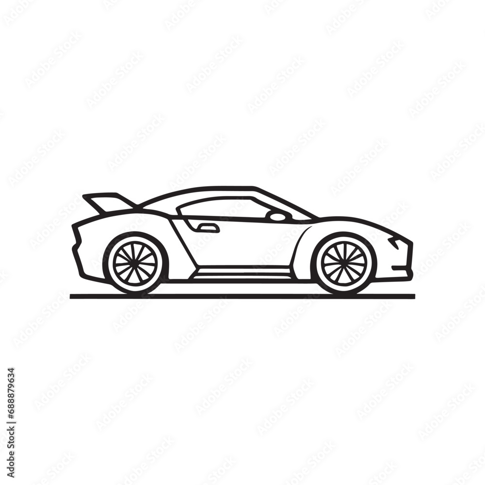line illustration of sedan sport car