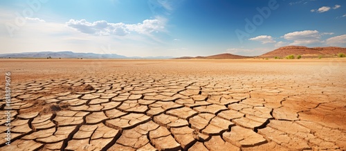 Effects of climate change: cracked soils, dry lakes.