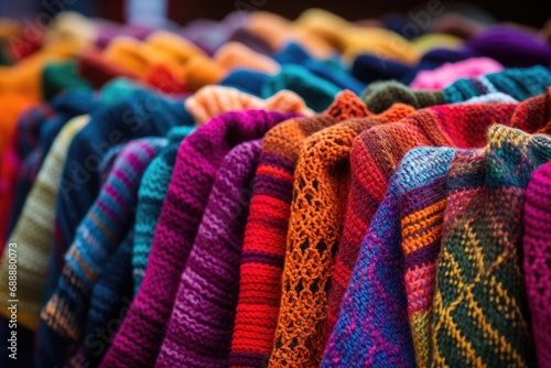 Ecuadorian Craftsmanship: Handmade Ponchos for Sale Showcase the Rich Textiles and Traditional Culture of Ecuador's Indigenous Art, Offering Unique and Colorful Garments.

