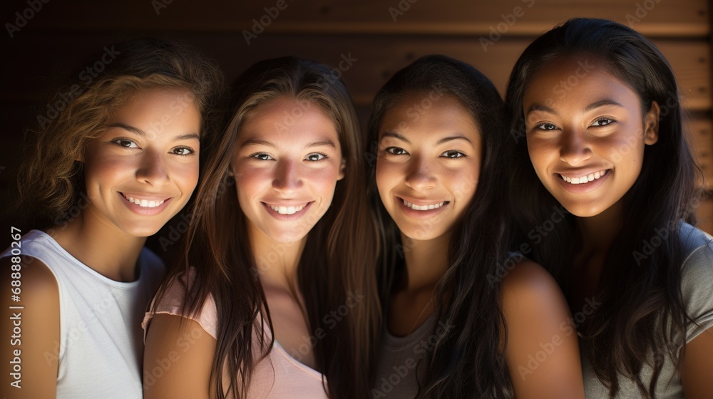 Group of Women Standing Together with confident smile. Woman's power. Diverse multicultural ethnic backgrounds concept. Group of Women Standing Together with confident smile. Woman's power. Diverse multicultural ethnic backgrounds concept.
