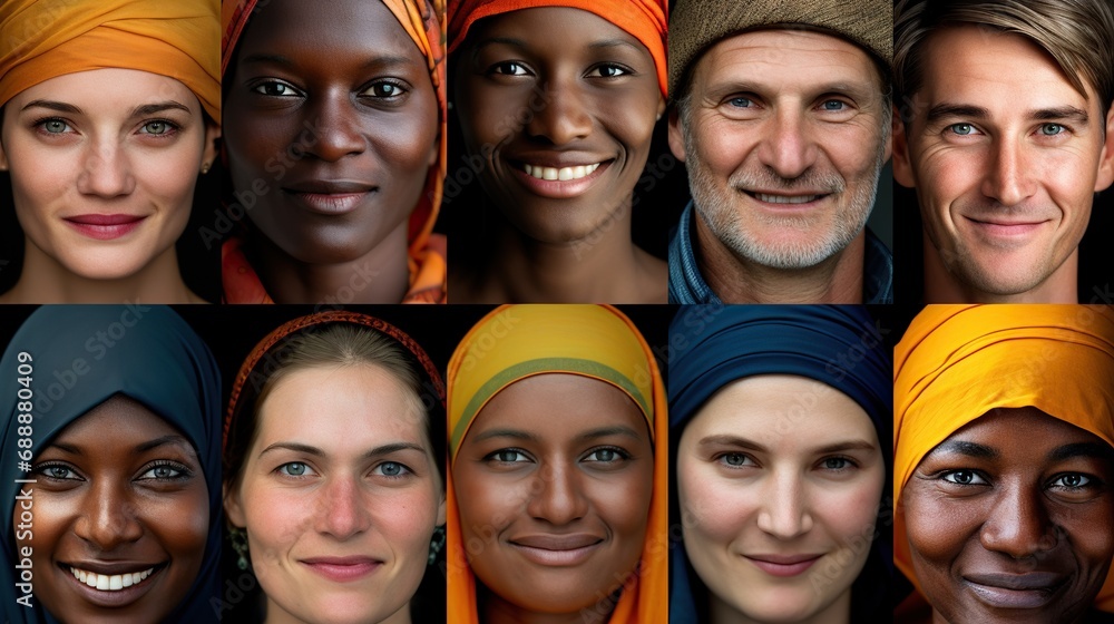 Group of People Wearing Headscarves. Diverse multicultural ethnic backgrounds concept Group of People Wearing Headscarves. Diverse multicultural ethnic backgrounds concept