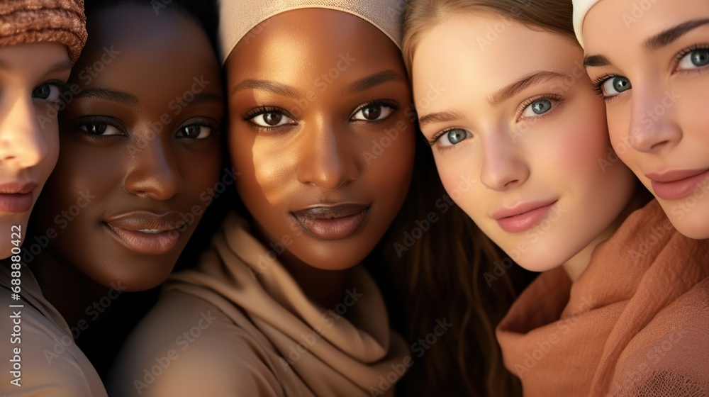 A Group of Women Standing Together. Diverse multicultural ethnic backgrounds concept