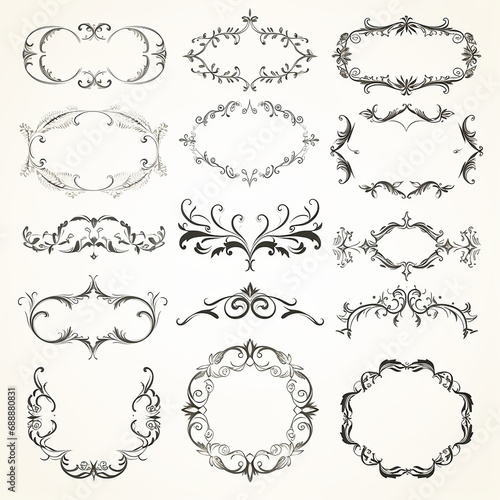 flourish vignette scroll victorian swirl certificate calligraphic corner ornamental royal 
