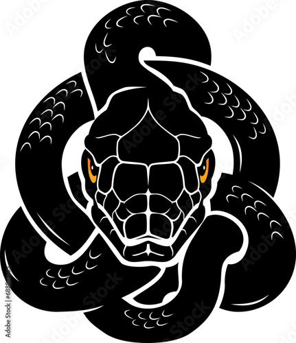 Black Mamba Snake Silhouette, Isolated Vector Illustration