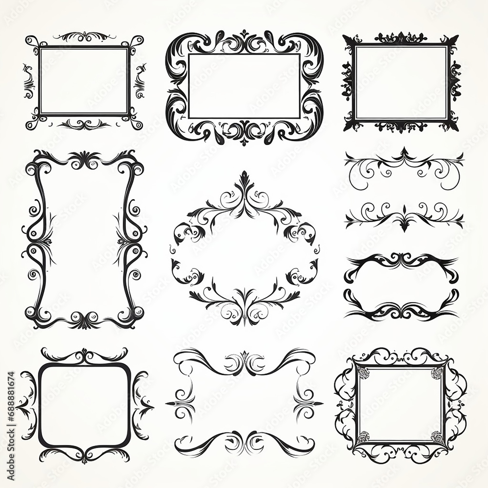Obraz premium flourish vignette scroll victorian swirl certificate calligraphic corner ornamental royal 