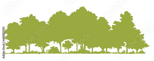 Tree line silhouette, water color effect in trees, vector, eps, 