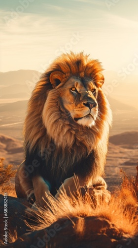 The Majestic Lion's Commanding Presence on the Hill