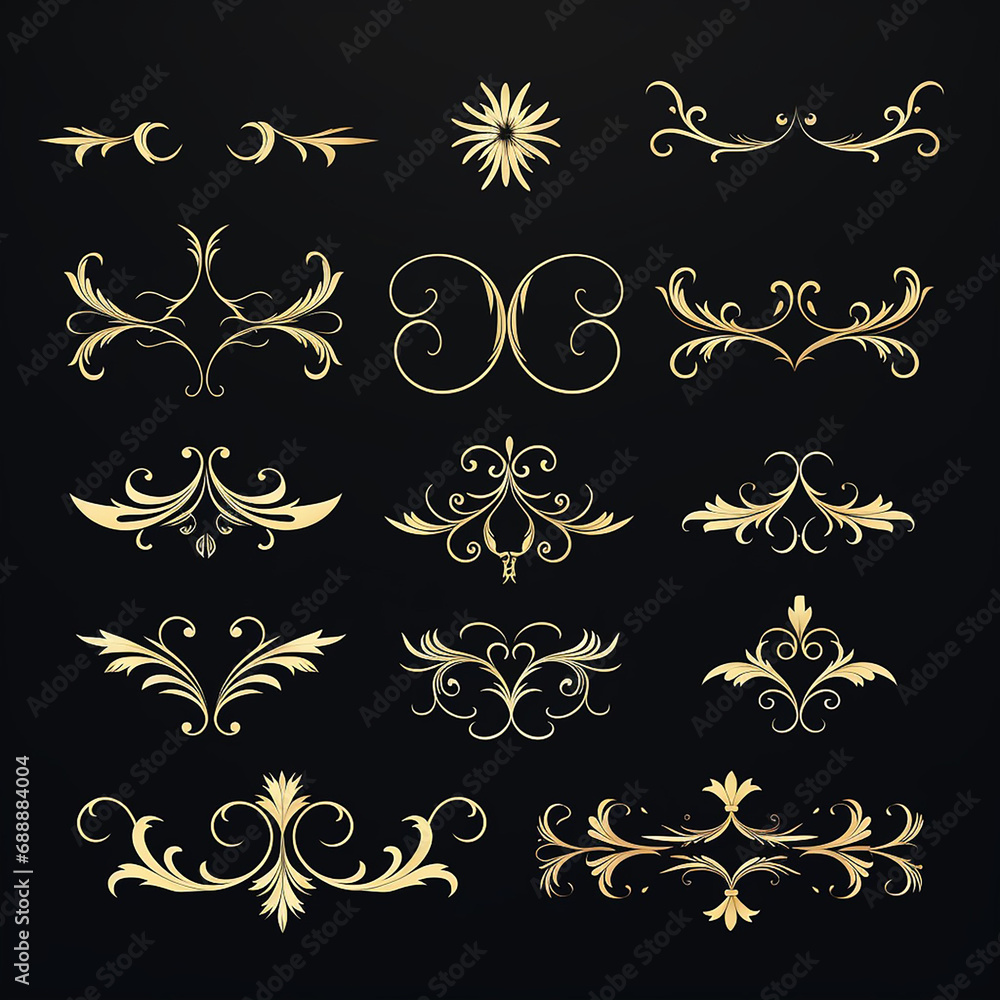 Naklejka premium flourish vignette scroll victorian swirl typographic certificate calligraphic corner ornament