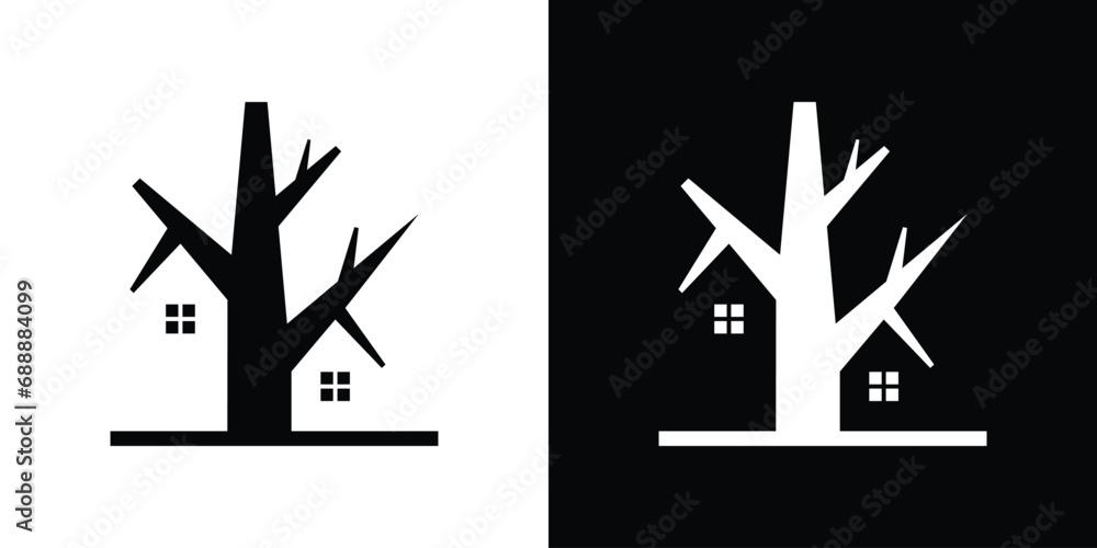 logo design combining the shape of a tree with a house, negative space ...