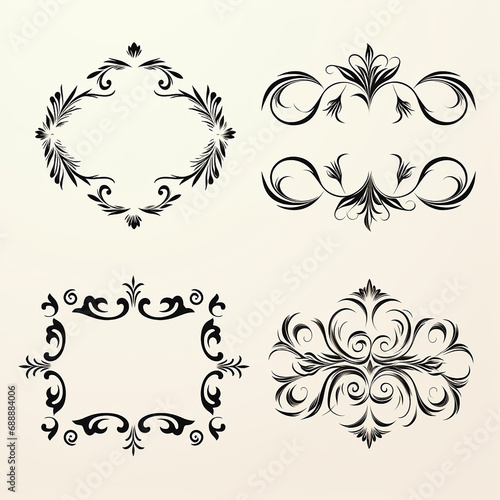 flourish vignette scroll victorian swirl typographic certificate calligraphic corner ornament