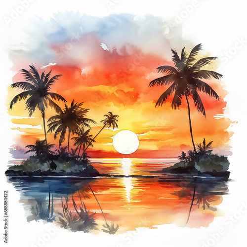 paradise seascape rest resort tropic palm relaxation sunrise dusk horizon silhouette reflection