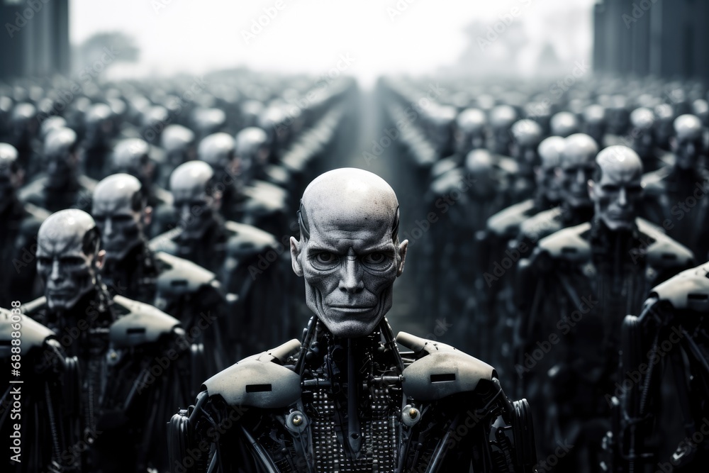 Mechanized AI Cyborgs: Witness the Future of Artificial Intelligence Warfare with an Army of Human-Looking Robots, Droids, and AI, Embarking on a Cyborg Revolution and Intelligent War.
Mechanized AI Cyborgs: Witness the Future of Artificial Intelligence Warfare with an Army of Human-Looking Robots, Droids, and AI, Embarking on a Cyborg Revolution and Intelligent War.
