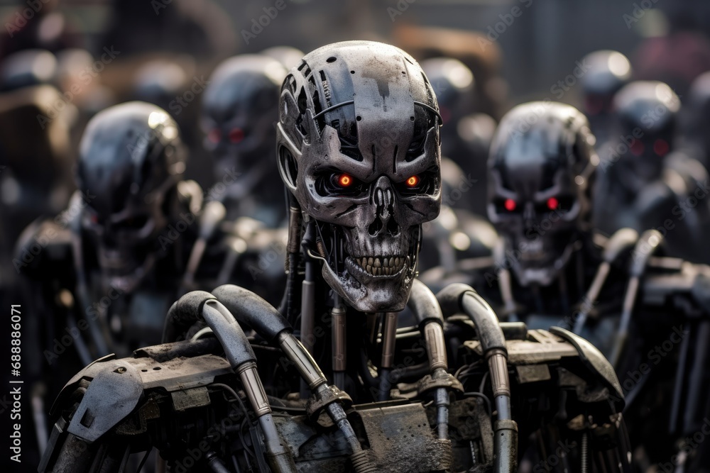 Mechanized AI Cyborgs: Witness the Future of Artificial Intelligence Warfare with an Army of Human-Looking Robots, Droids, and AI, Embarking on a Cyborg Revolution and Intelligent War.
Mechanized AI Cyborgs: Witness the Future of Artificial Intelligence Warfare with an Army of Human-Looking Robots, Droids, and AI, Embarking on a Cyborg Revolution and Intelligent War.