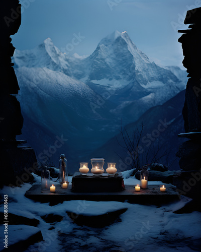  night on epic Himalaya snow mountain landscape Ai generative