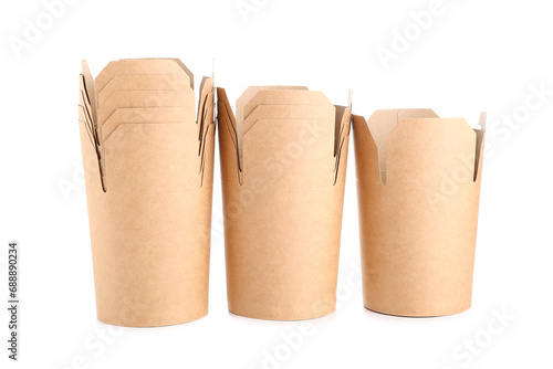 Takeaway paper boxes on whi...