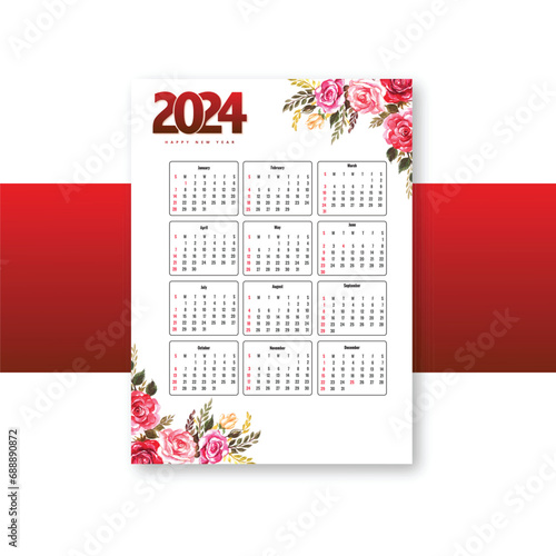 Calendar2024 brochure template for floral design photo