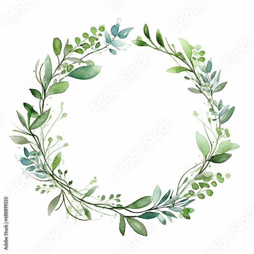 save invitation herb ornament print watercolor wedding greenery round border greeting graphic