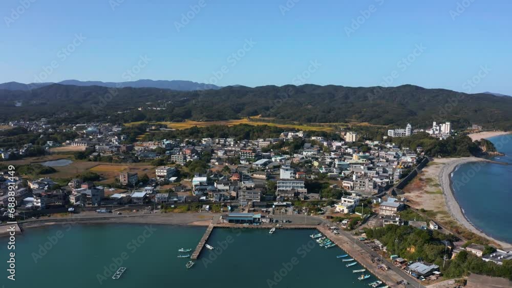 Small Japanese Seaside Town, Osatsu in Toba. Aerial View Small Japanese Seaside Town, Osatsu in Toba. Aerial View
