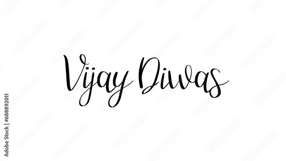 Vijay Diwas Text Animation. Great for Vijay Diwas Celebrations, lettering with alpha or transparent background, for banner, social media feed wallpaper stories
