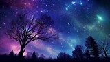 sweet and romantic valentine background with  Night Sky Reflection on Tranquil Water with Tree and Starry Galaxy generated by AI tool