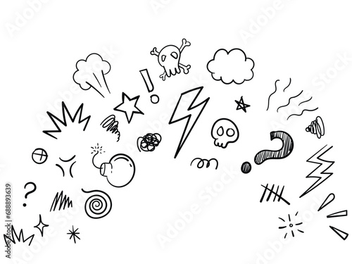 Doodle sketch style of Swearing icons hand drawn illustration
