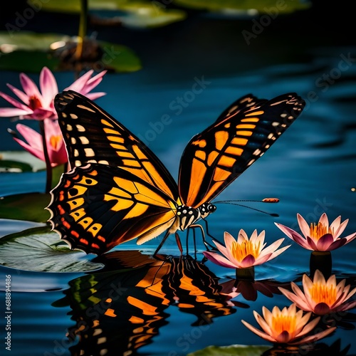 butterfly on a flower of waterlily