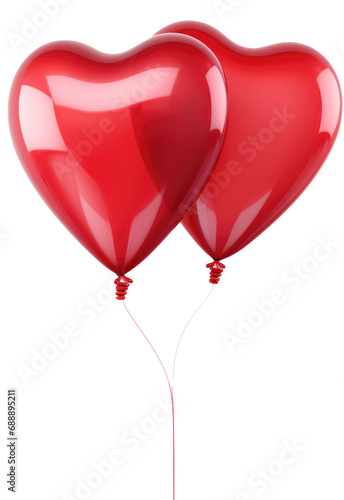 red heart shaped balloons on a transparent background