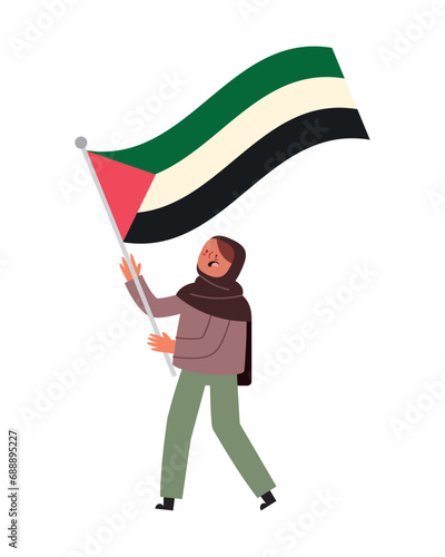 palestine save female with flag