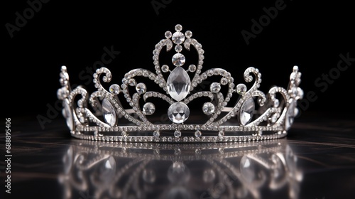 Elegant Diamond Crown on Black Background generated by AI tool