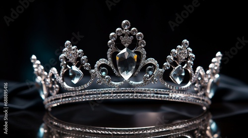 Elegant Diamond Crown on Black Background generated by AI tool