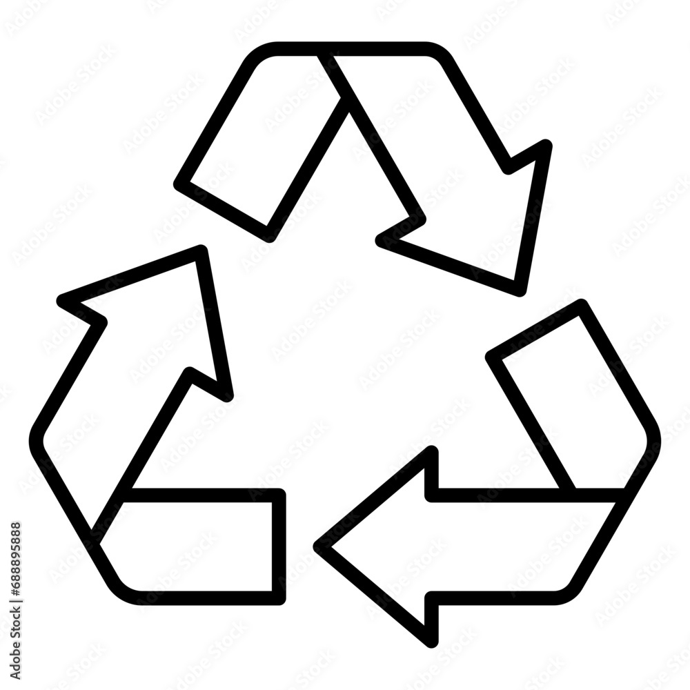 Recycling sign icon with arrow ribbon triangle Recycling sign icon with arrow ribbon triangle