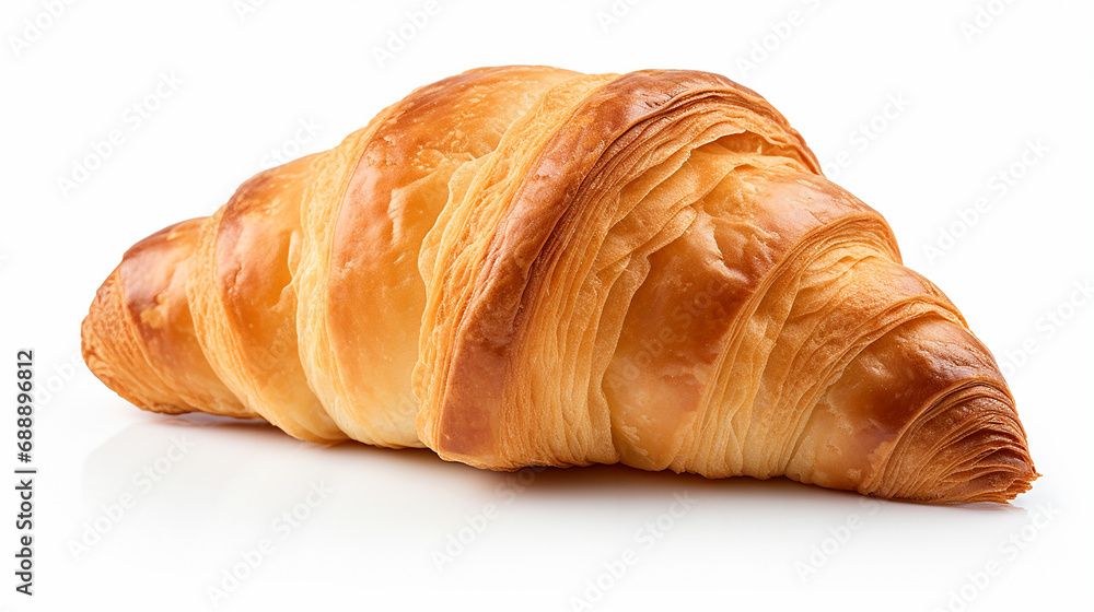 Croissant isolated white background. Close up croissant picture