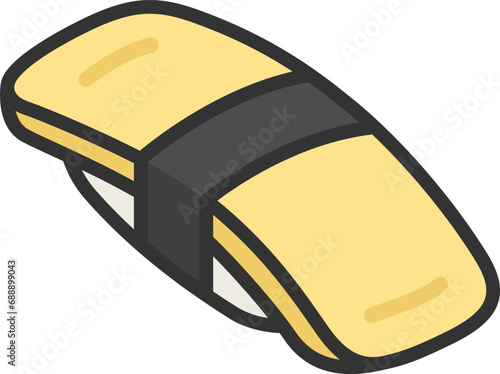 玉子の寿司のアイコン（線画カラー）のイラスト