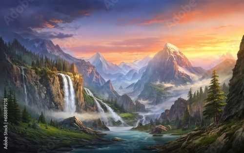 Beautiful mountain landscape scenery wallpaper background