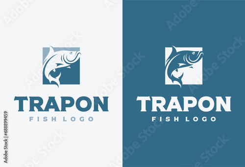 jumping tarpon fish logo design vector illustration photo