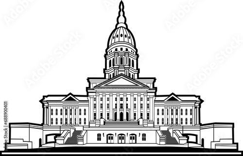 Kansas State Capitol Building illustration vector art