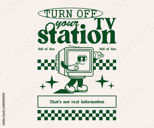 cartoon character of television Graphic Design for T shirt Street Wear and Urban Style