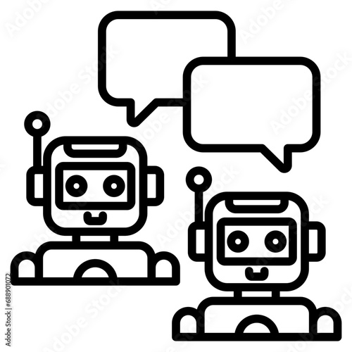 Conversation Bot icon line vector illustration