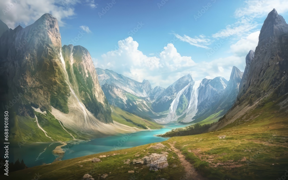 Beautiful mountain landscape scenery wallpaper background