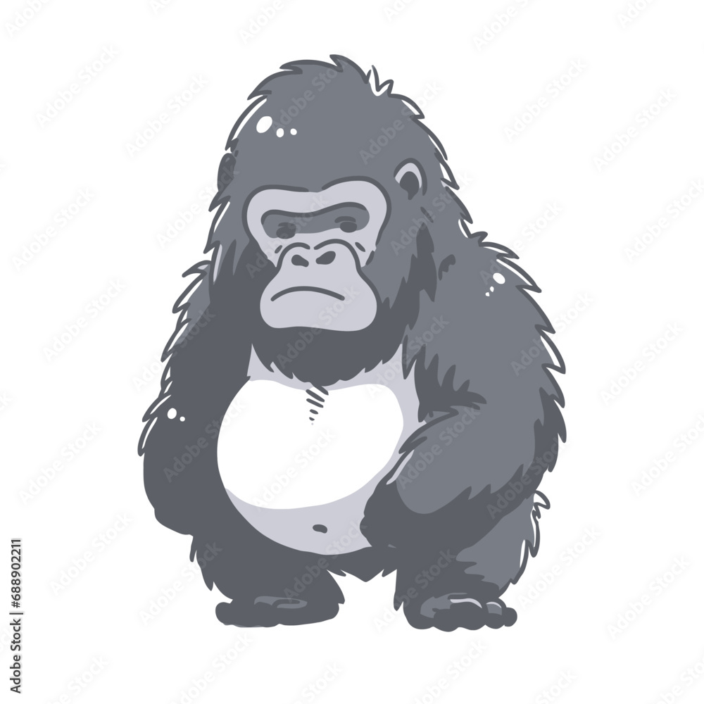 Gorilla cartoon on white background. Vector illustration of gorilla.