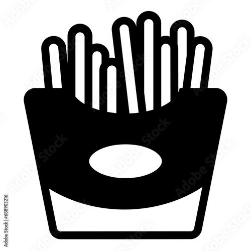 French Fries Glyph Icon Design Vector