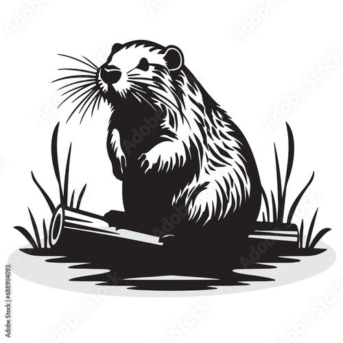 Beaver silhouettes and icons. black flat color simple elegant white background Beaver animal vector and illustration.